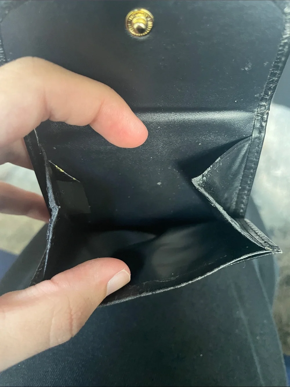 Buxton Black Leather Coin Pouch with Embossed Logo